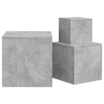 Sidebord 3 Stk Betonggrå Konstruert Tre