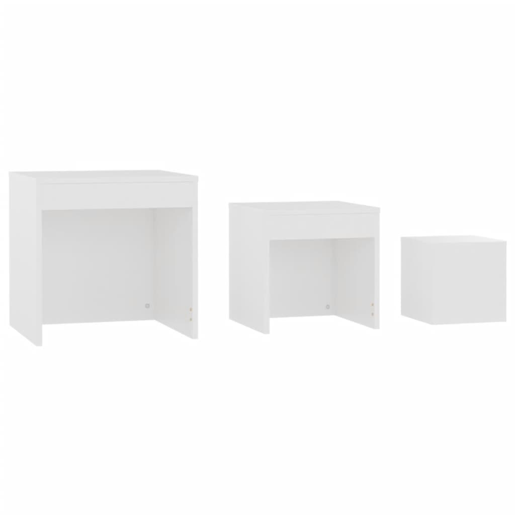 Stablebord 3 Stk Hvit Konstruert Tre