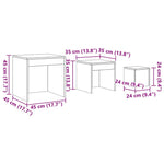 Stablebord 3 Stk Hvit Konstruert Tre