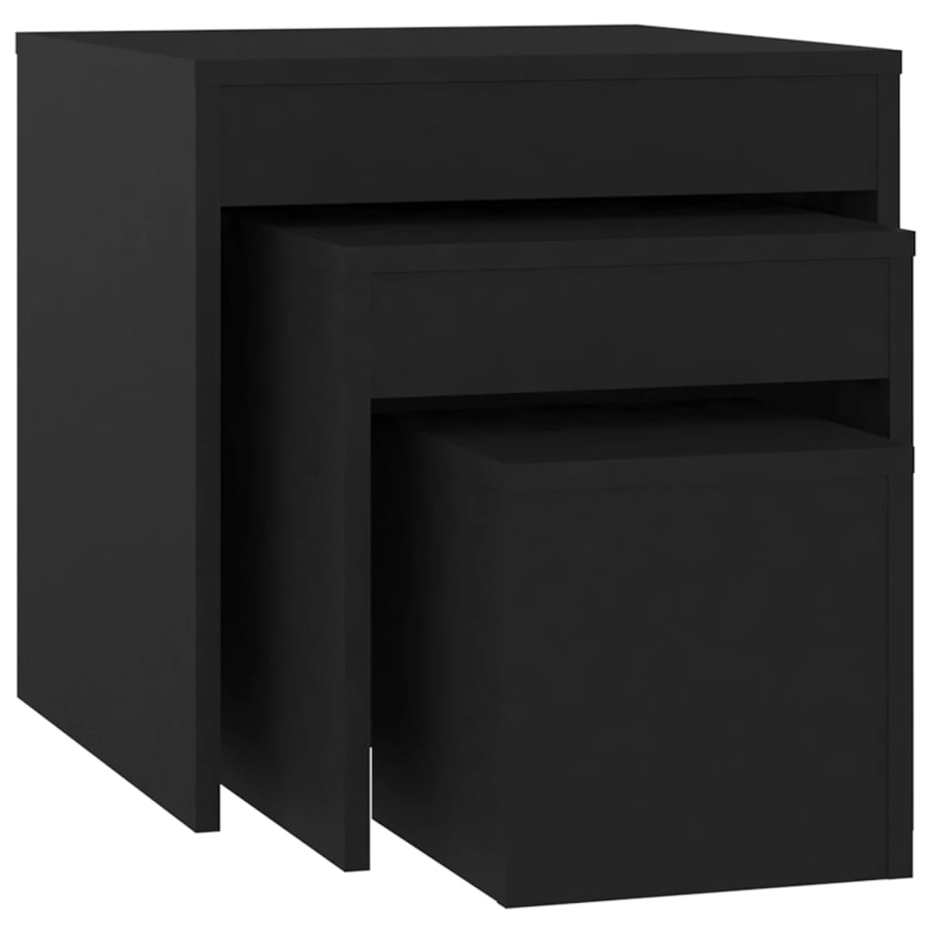 Stablebord 3 Stk Svart Konstruert Tre