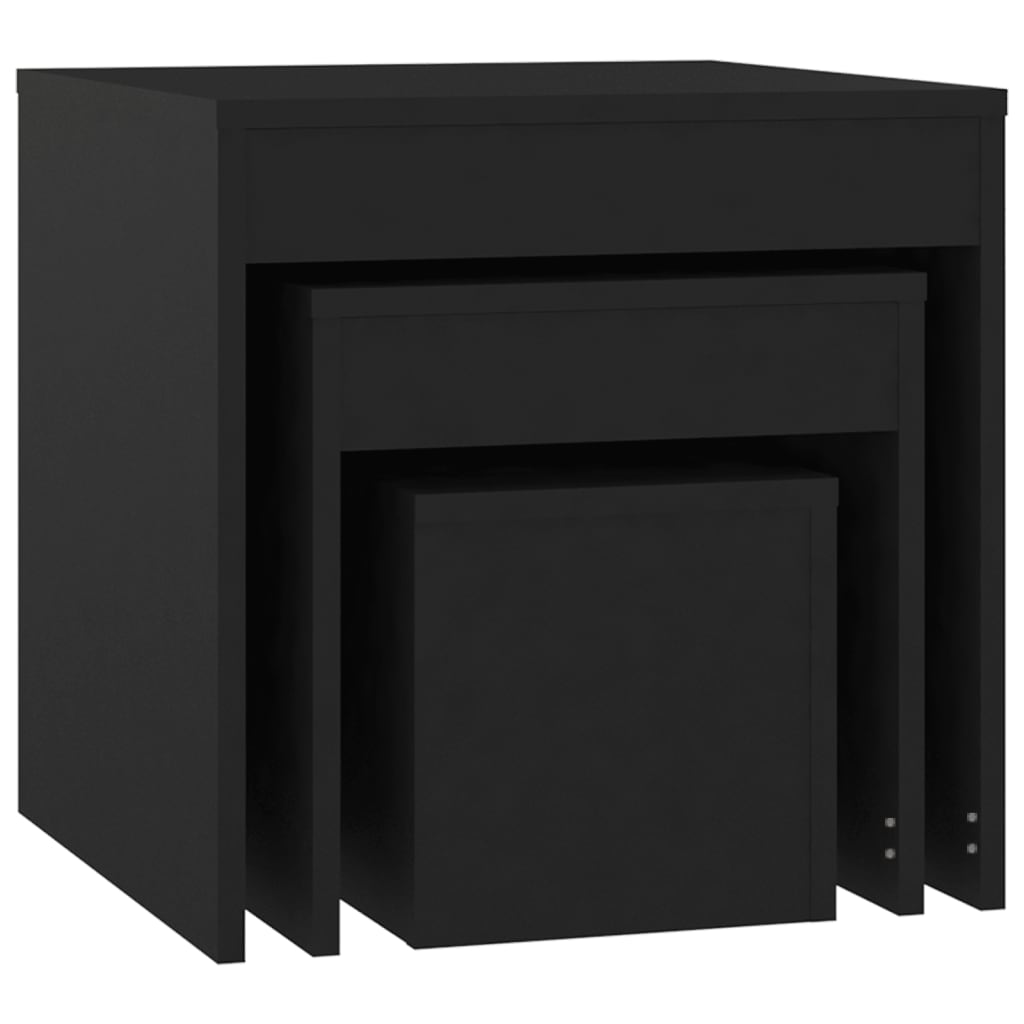 Stablebord 3 Stk Svart Konstruert Tre