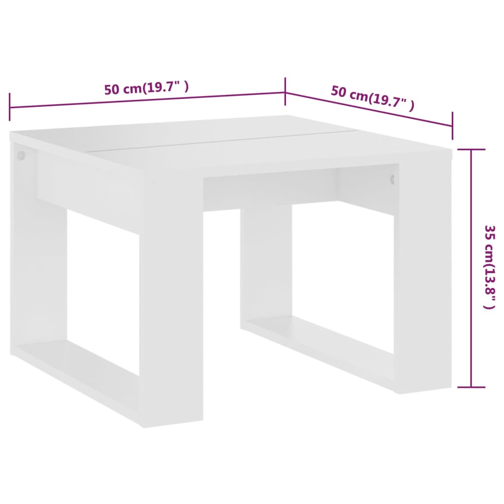 Sidebord Hvit 50X50X35 Cm Konstruert Tre
