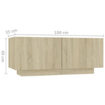 Nattbord Sonoma Eik 100X35X40 Cm Konstruert Tre