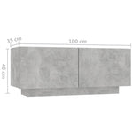 Nattbord Betonggrå 100X35X40 Cm Konstruert Tre