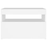 Nattbord Med Led-Lys Hvit 60X35X40 Cm Konstruert Tre