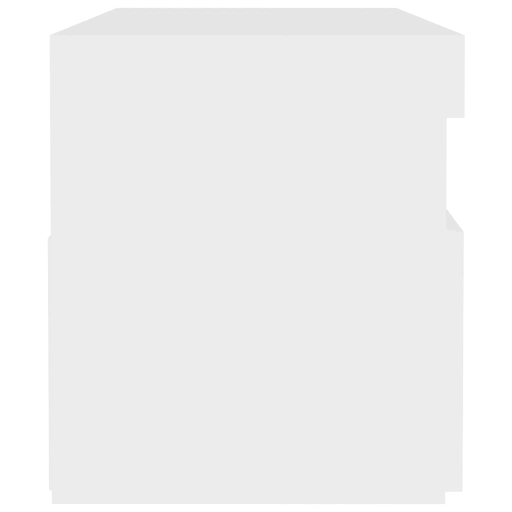 Nattbord Med Led-Lys Hvit 60X35X40 Cm Konstruert Tre