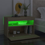 Nattbord Med Led-Lys Sonoma Eik 60X35X40 Cm Konstruert Tre