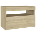 Nattbord Med Led-Lys Sonoma Eik 60X35X40 Cm Konstruert Tre