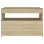 Nattbord Med Led-Lys Sonoma Eik 60X35X40 Cm Konstruert Tre