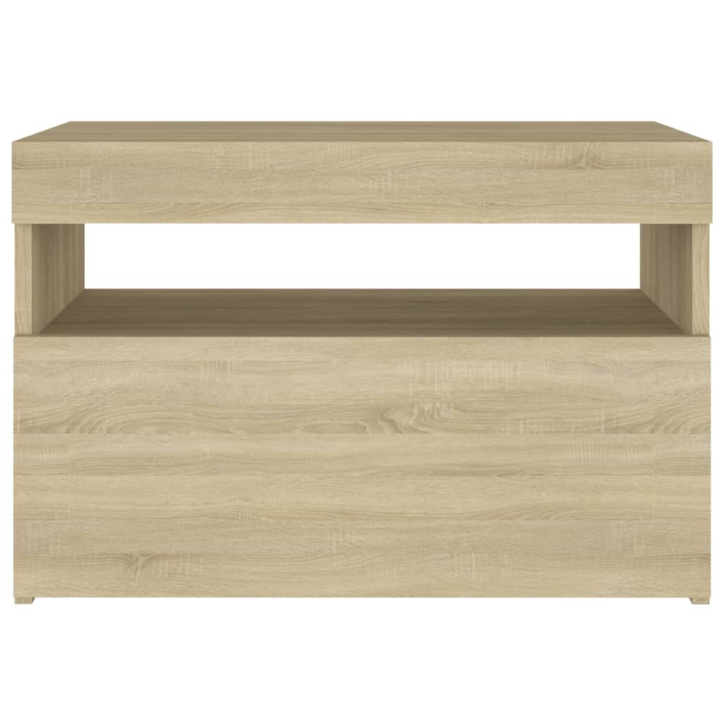 Nattbord Med Led-Lys Sonoma Eik 60X35X40 Cm Konstruert Tre