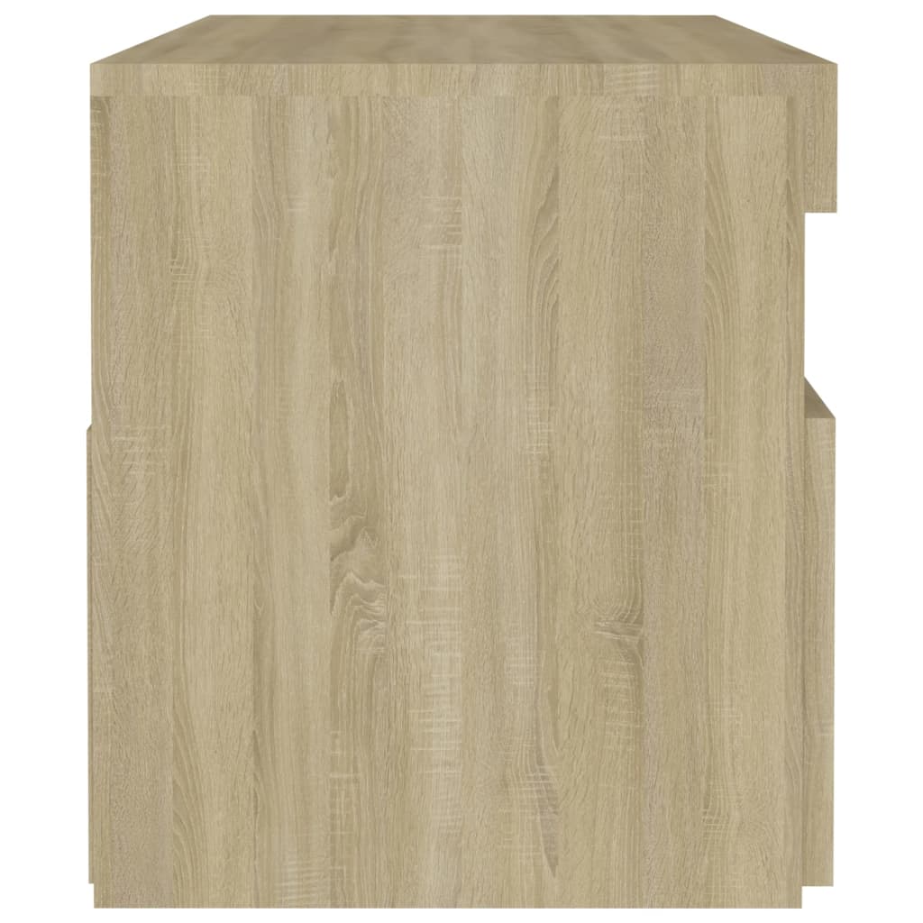 Nattbord Med Led-Lys Sonoma Eik 60X35X40 Cm Konstruert Tre