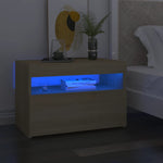 Nattbord Med Led-Lys Sonoma Eik 60X35X40 Cm Konstruert Tre