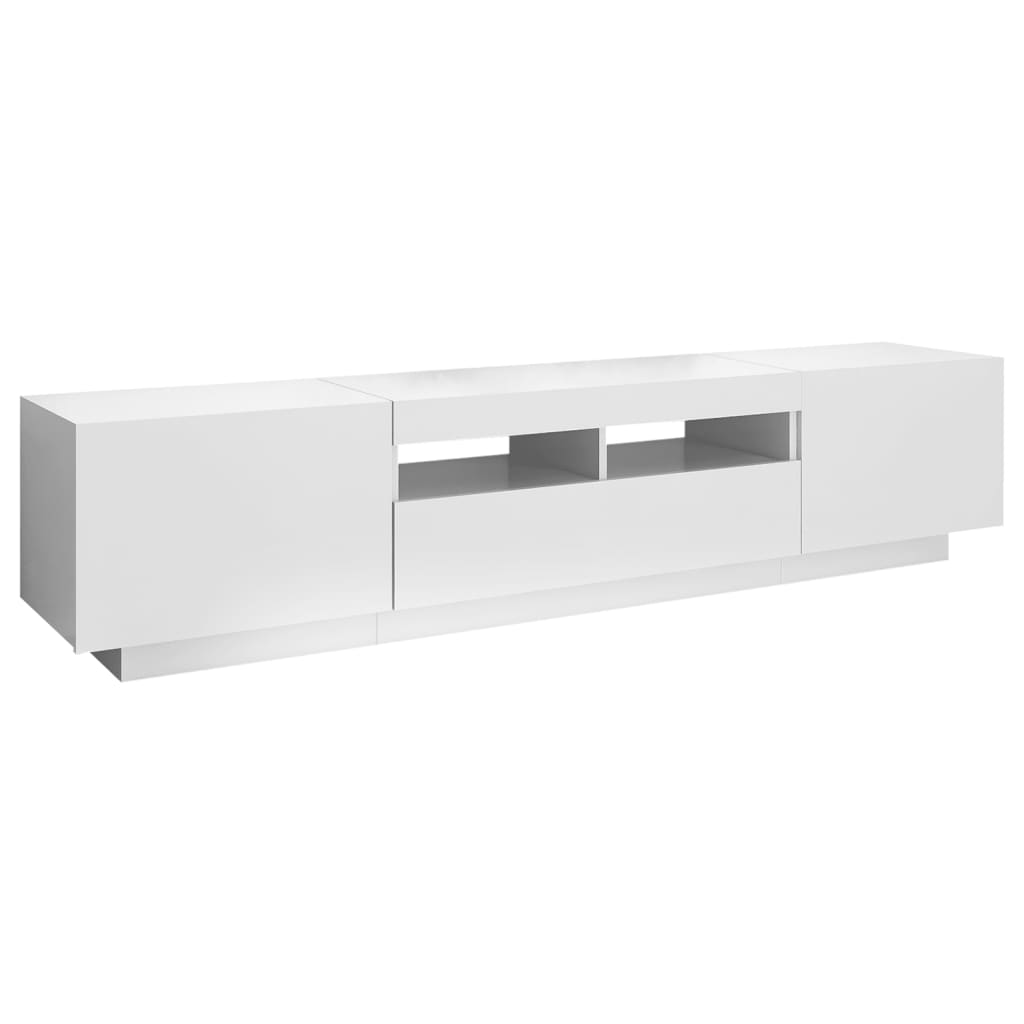 Tv-Benk Med Led-Lys Hvit 180X35X40 Cm