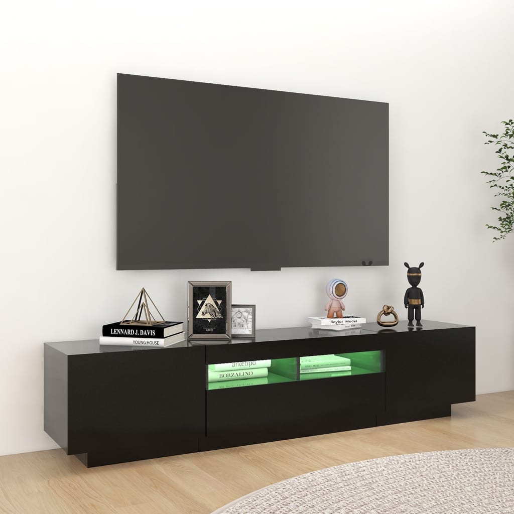 Tv-Benk Med Led-Lys Svart 180X35X40 Cm