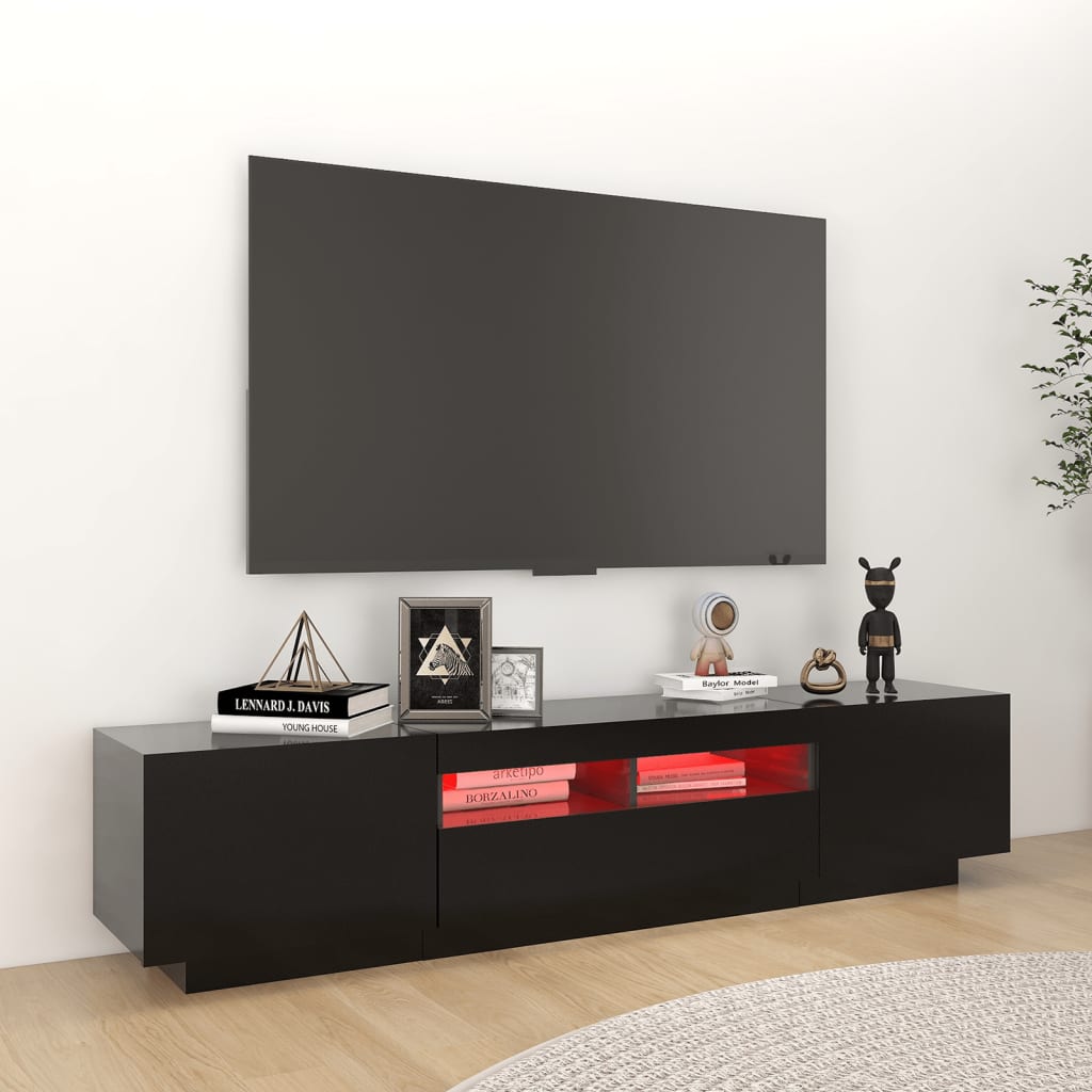 Tv-Benk Med Led-Lys Svart 180X35X40 Cm