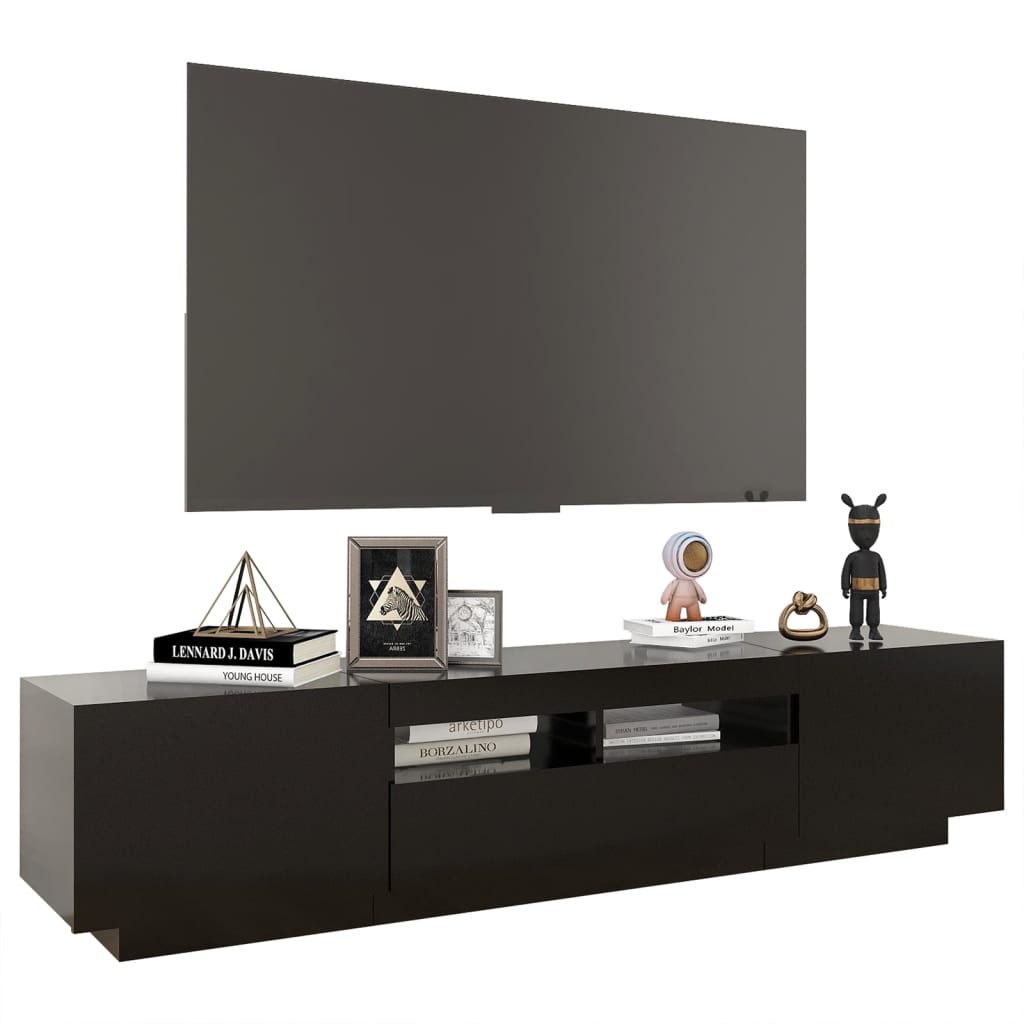 Tv-Benk Med Led-Lys Svart 180X35X40 Cm