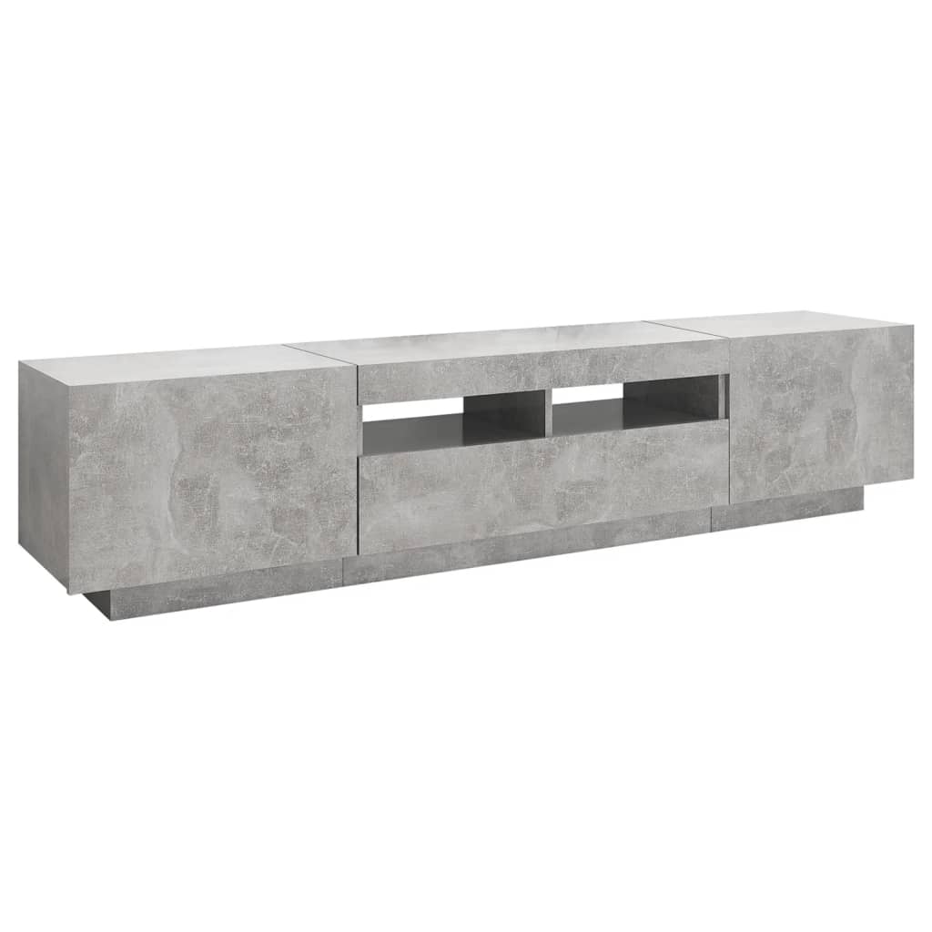 Tv-Benk Med Led-Lys Betonggrå 180X35X40 Cm