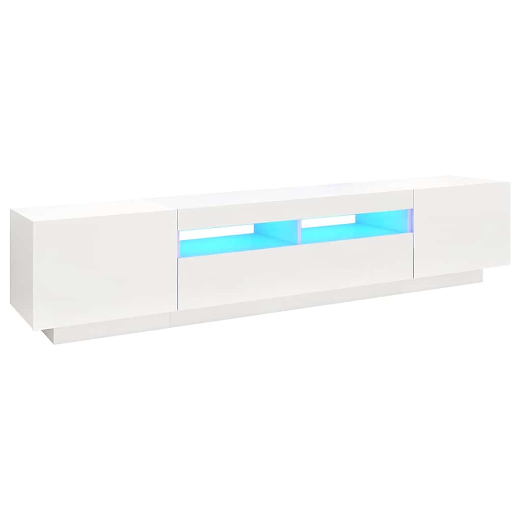 Tv-Benk Med Led-Lys Hvit 200X35X40 Cm