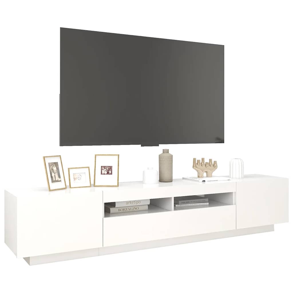 Tv-Benk Med Led-Lys Hvit 200X35X40 Cm