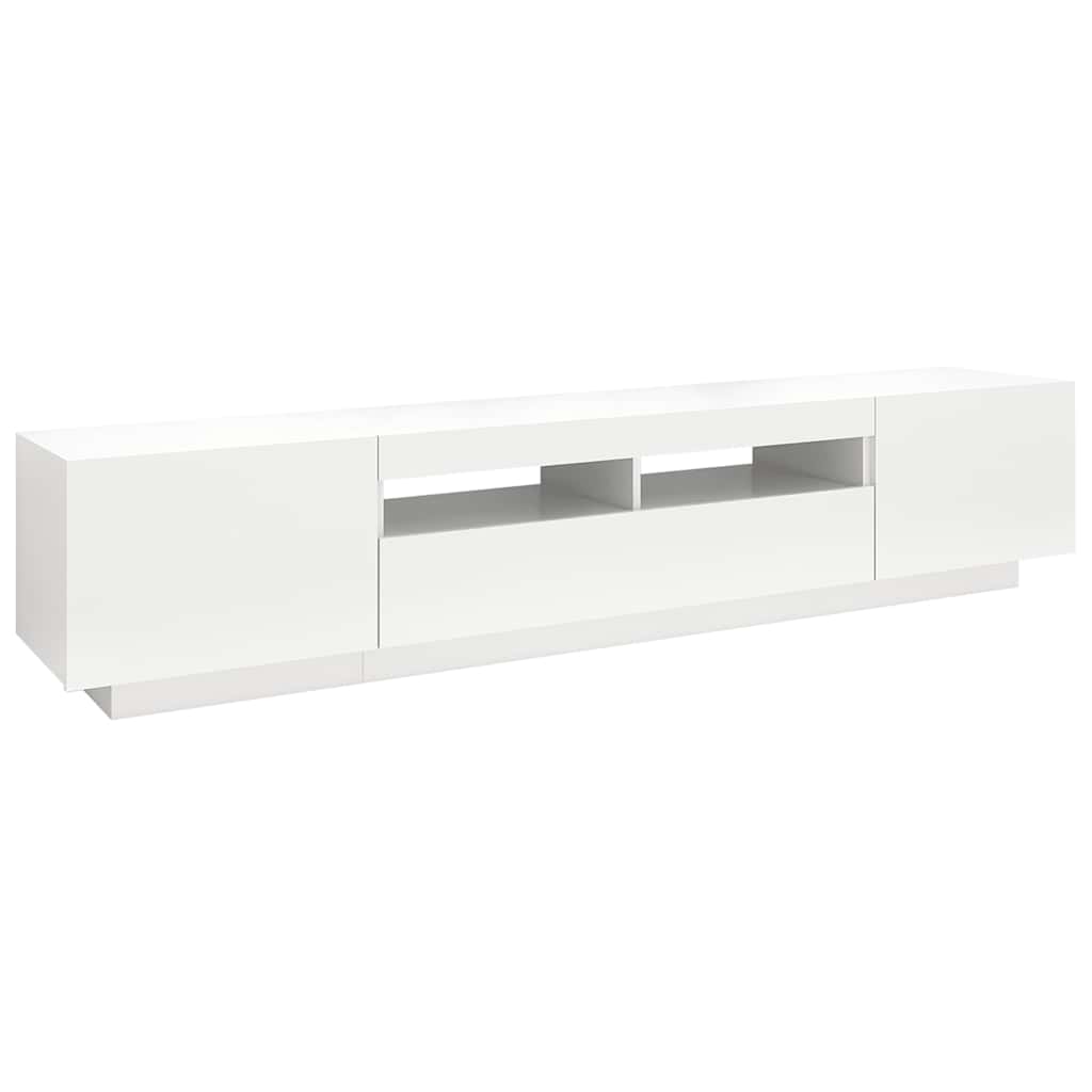 Tv-Benk Med Led-Lys Hvit 200X35X40 Cm