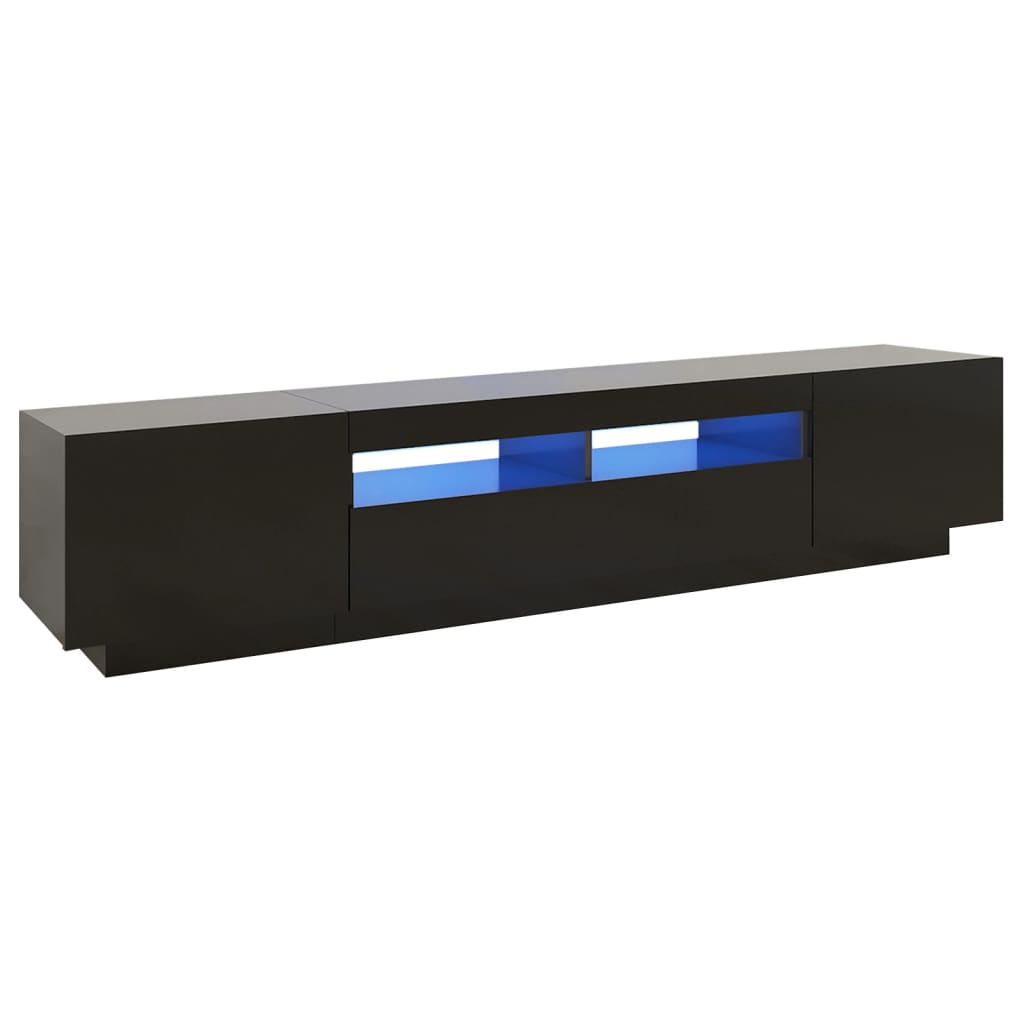 Tv-Benk Med Led-Lys Svart 200X35X40 Cm