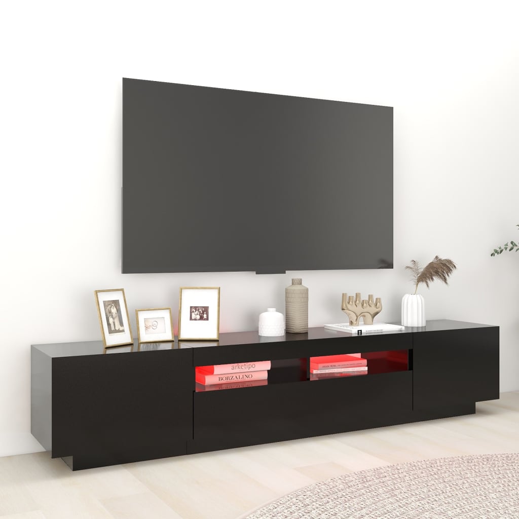 Tv-Benk Med Led-Lys Svart 200X35X40 Cm