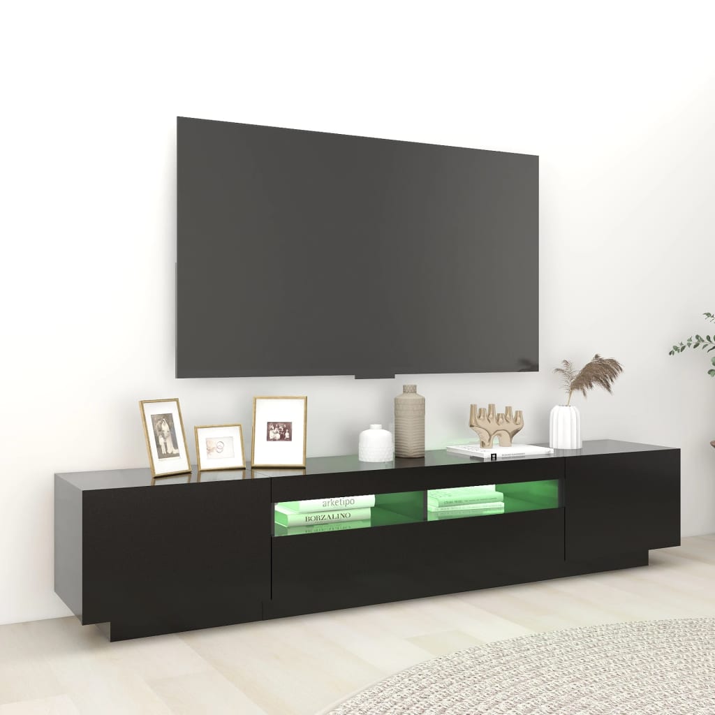 Tv-Benk Med Led-Lys Svart 200X35X40 Cm