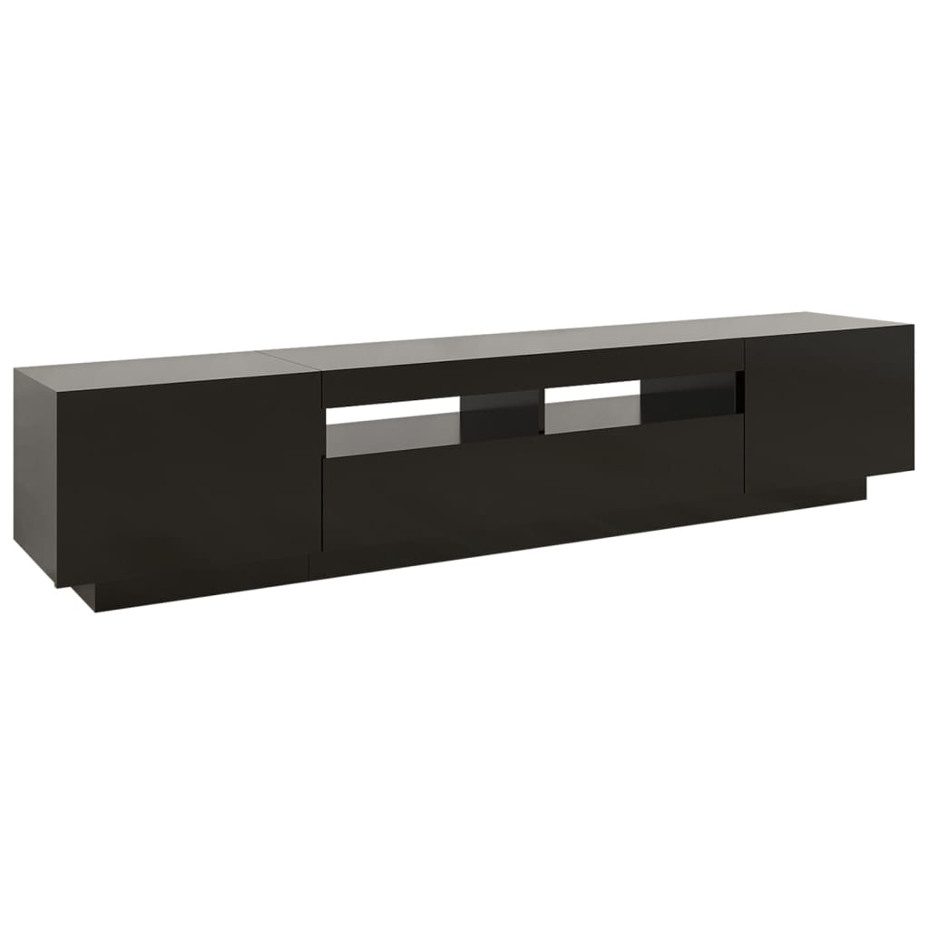 Tv-Benk Med Led-Lys Svart 200X35X40 Cm