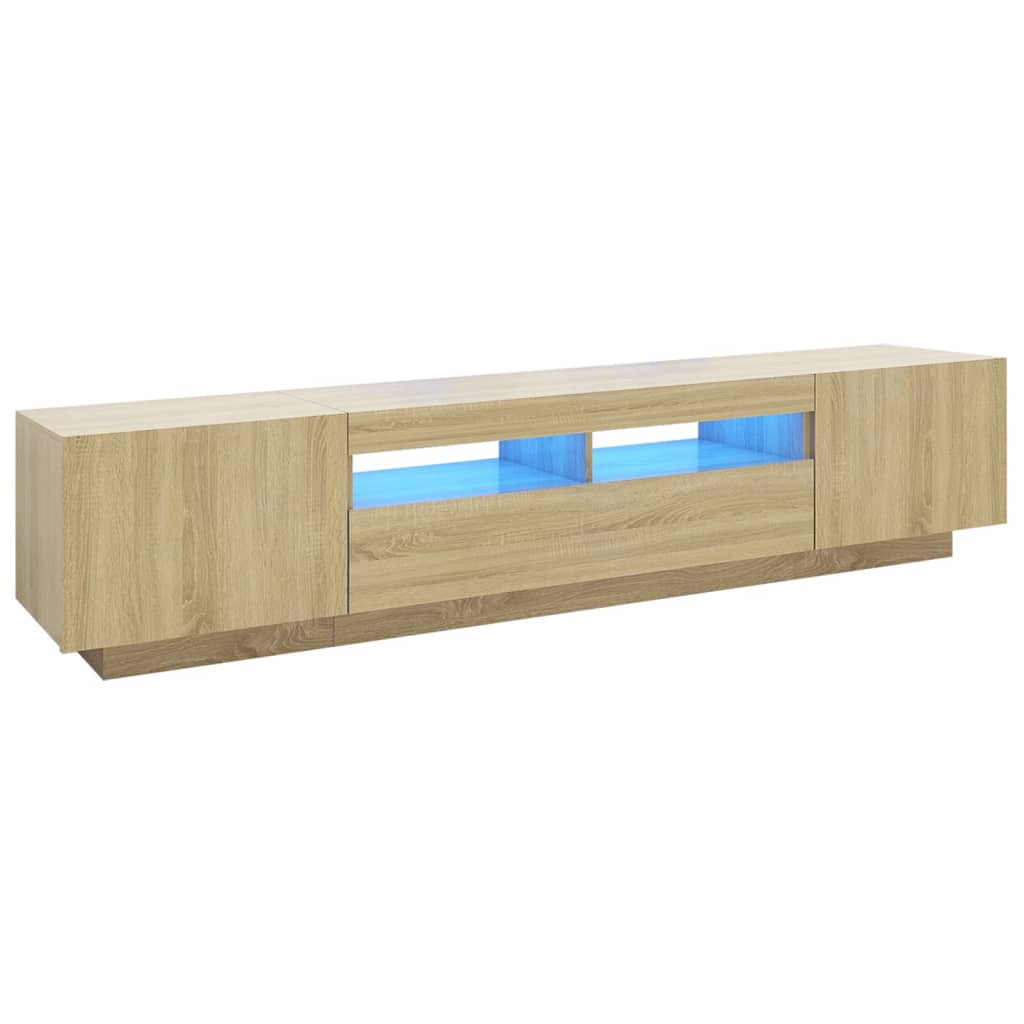 Tv-Benk Med Led-Lys Sonoma Eik 200X35X40 Cm
