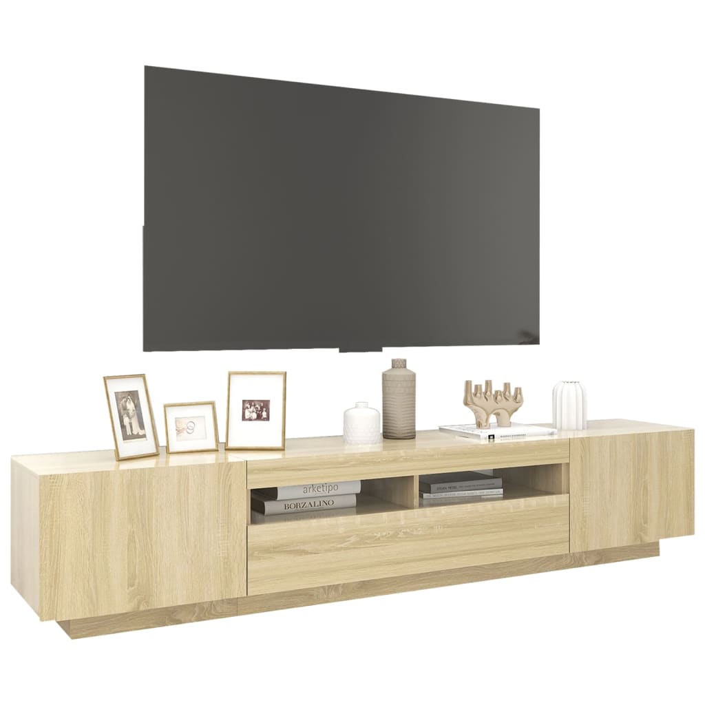 Tv-Benk Med Led-Lys Sonoma Eik 200X35X40 Cm
