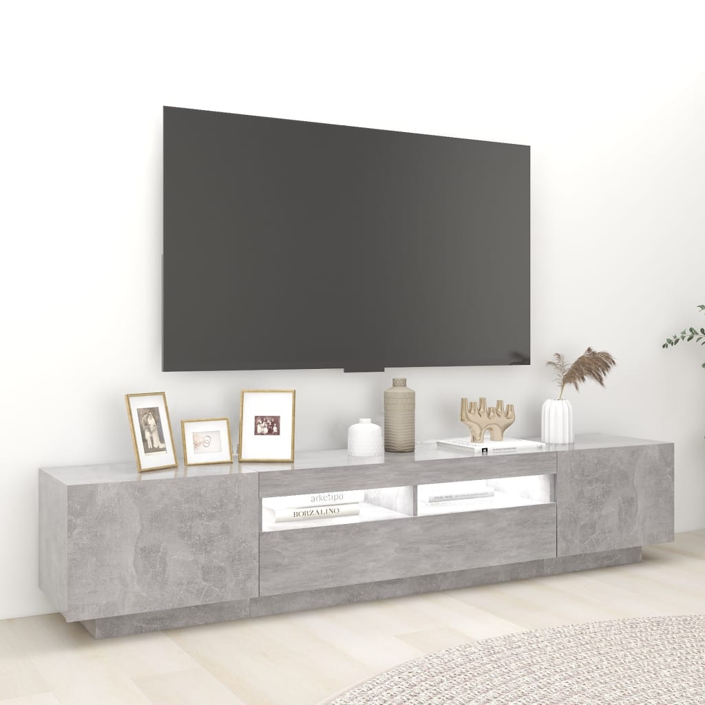 Tv-Benk Med Led-Lys Betonggrå 200X35X40 Cm