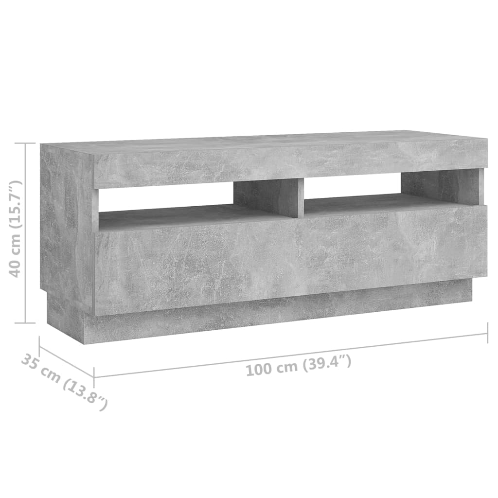 Tv-Benk Med Led-Lys Betonggrå 200X35X40 Cm