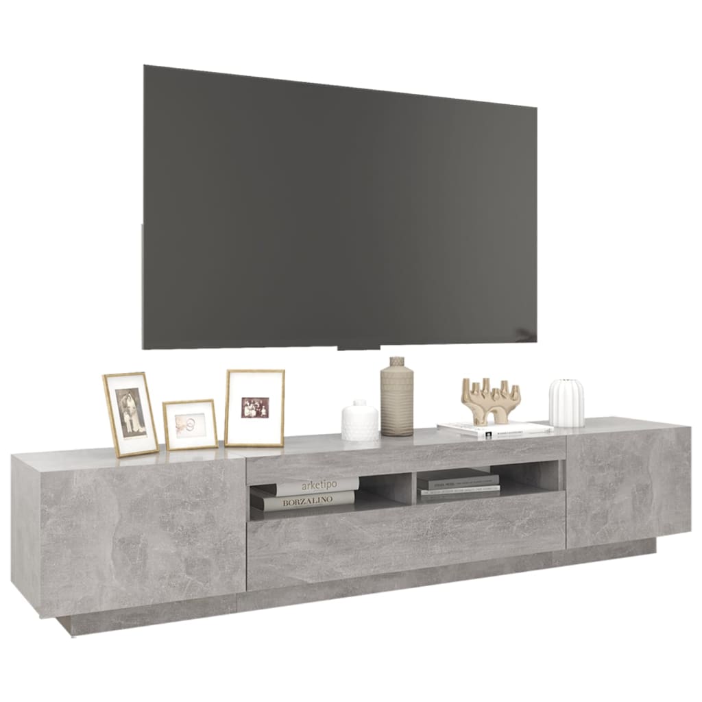 Tv-Benk Med Led-Lys Betonggrå 200X35X40 Cm
