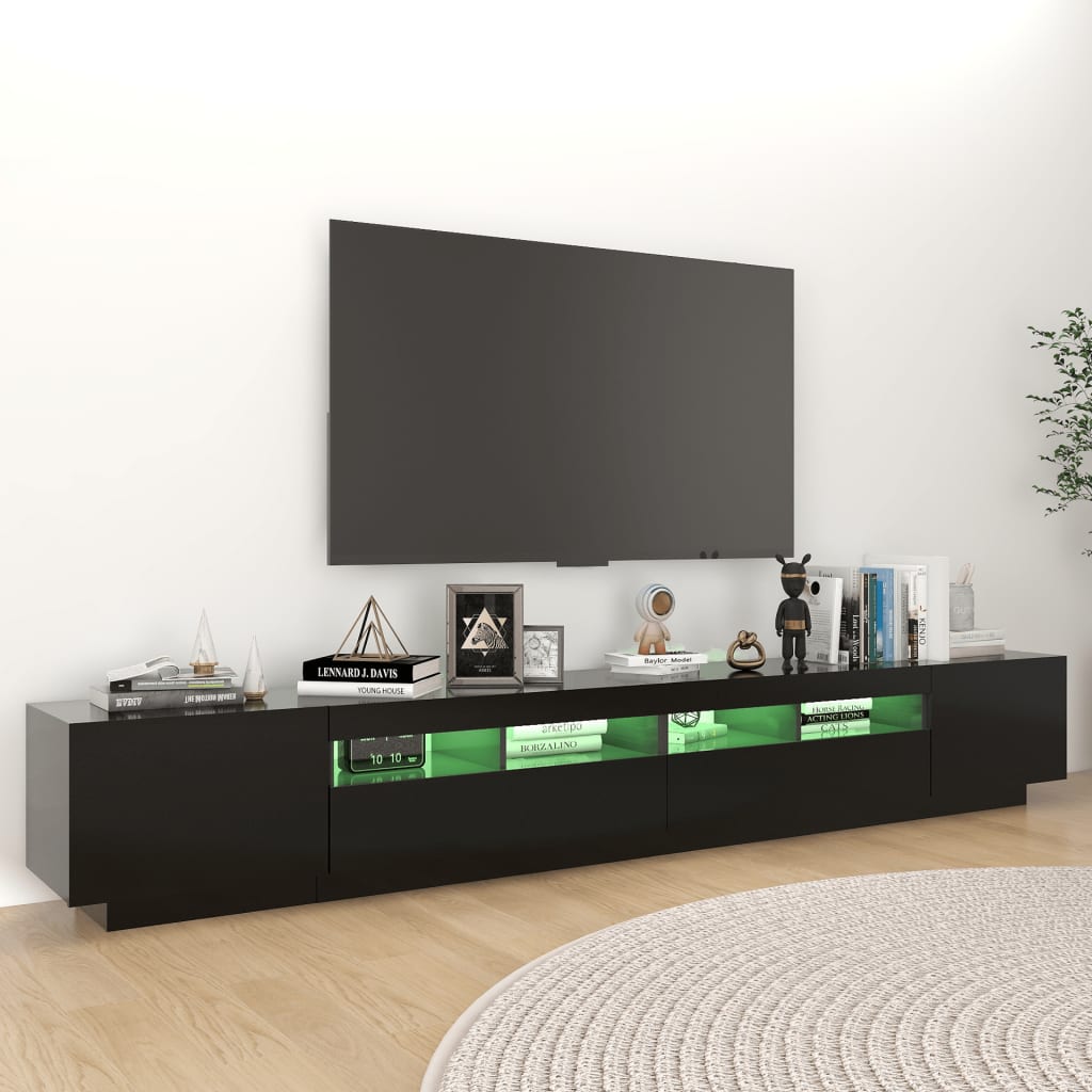 Tv-Benk Med Led-Lys Svart 260X35X40 Cm