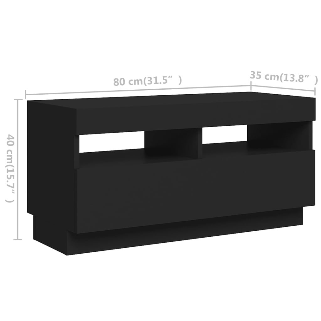 Tv-Benk Med Led-Lys Svart 260X35X40 Cm