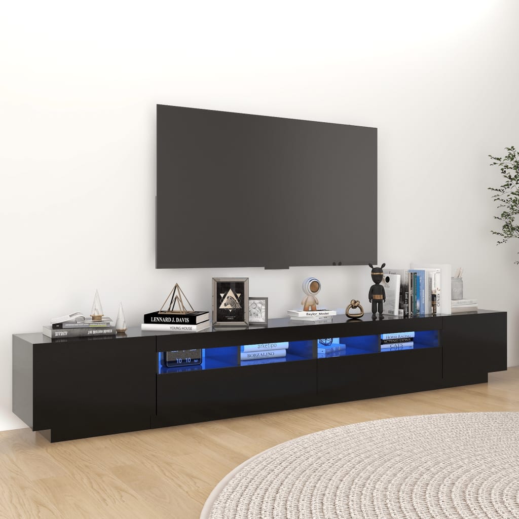 Tv-Benk Med Led-Lys Svart 260X35X40 Cm