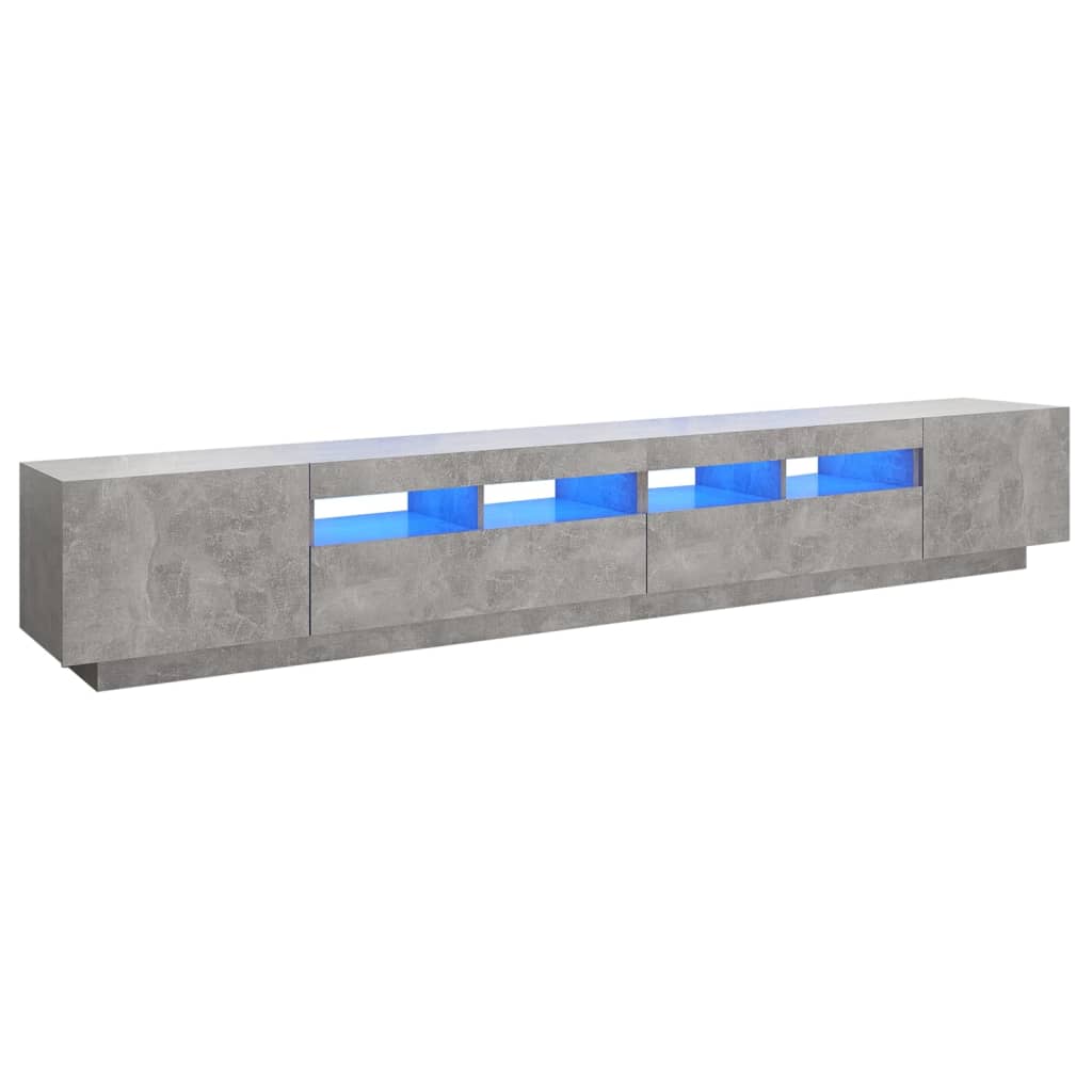 Tv-Benk Med Led-Lys Betonggrå 260X35X40 Cm