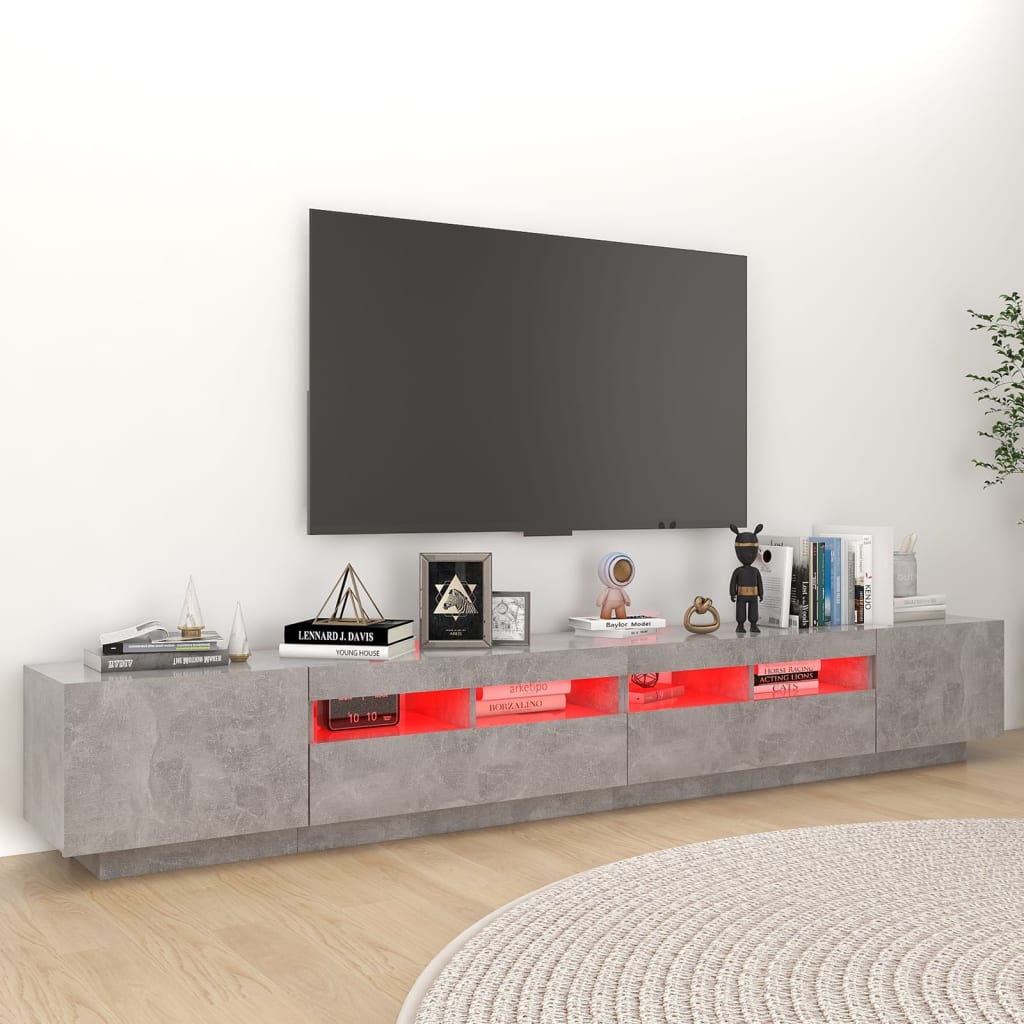 Tv-Benk Med Led-Lys Betonggrå 260X35X40 Cm