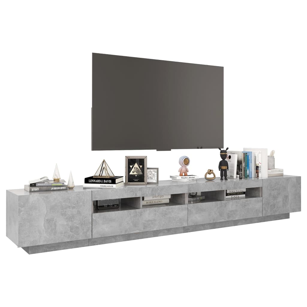 Tv-Benk Med Led-Lys Betonggrå 260X35X40 Cm