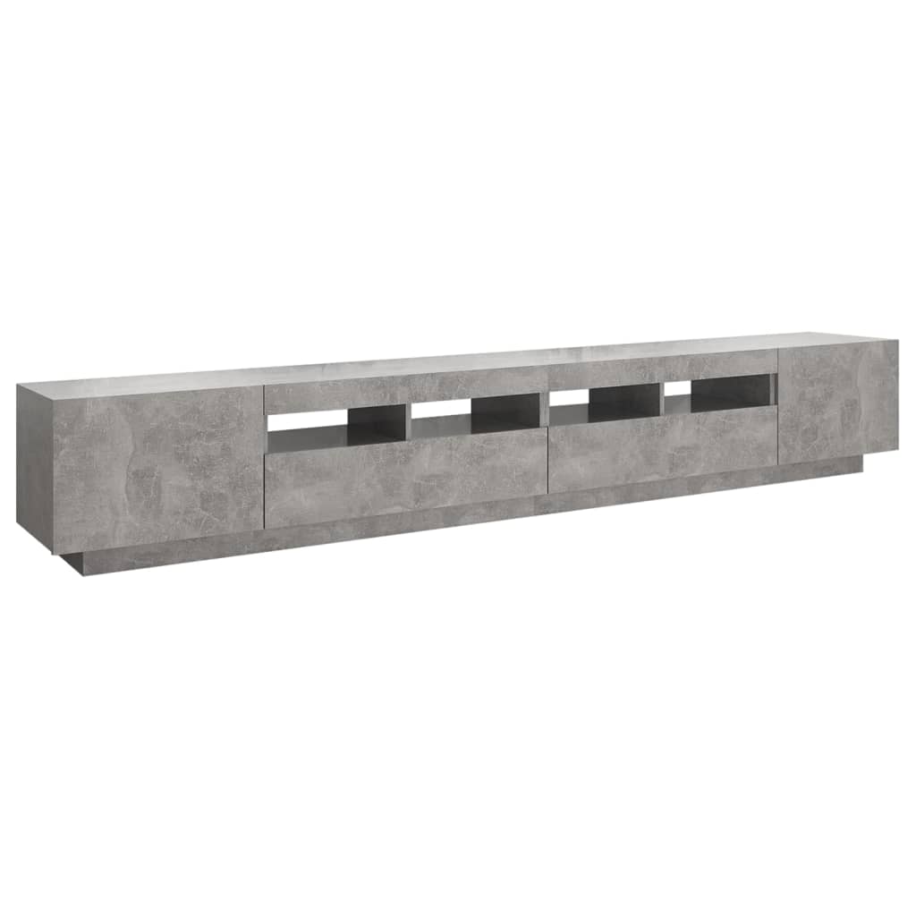 Tv-Benk Med Led-Lys Betonggrå 260X35X40 Cm