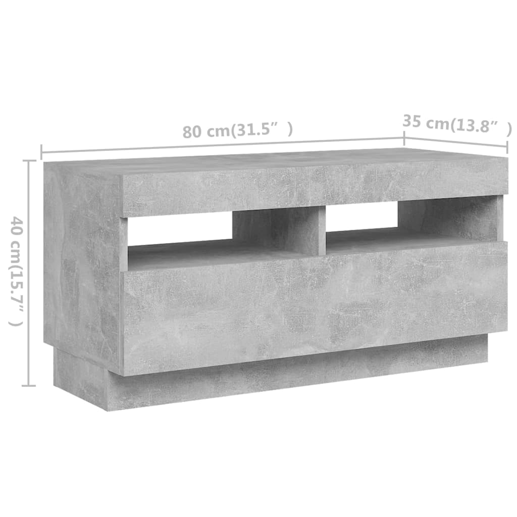 Tv-Benk Med Led-Lys Betonggrå 260X35X40 Cm