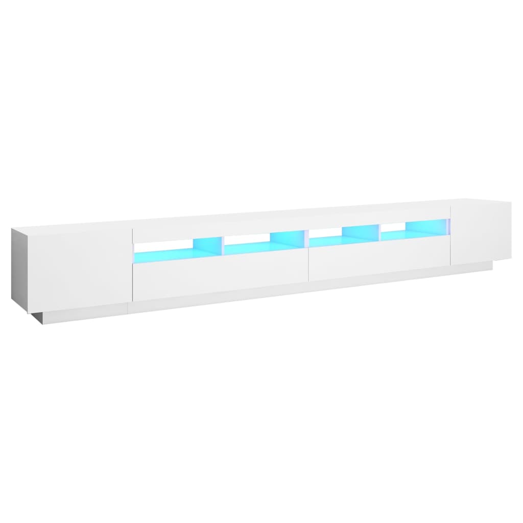 Tv-Benk Med Led-Lys Hvit 300X35X40 Cm