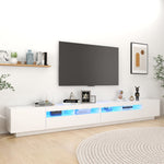 Tv-Benk Med Led-Lys Hvit 300X35X40 Cm