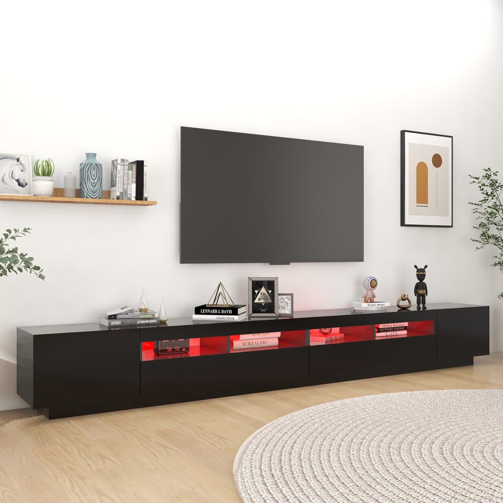 Tv-Benk Med Led-Lys Svart 300X35X40 Cm