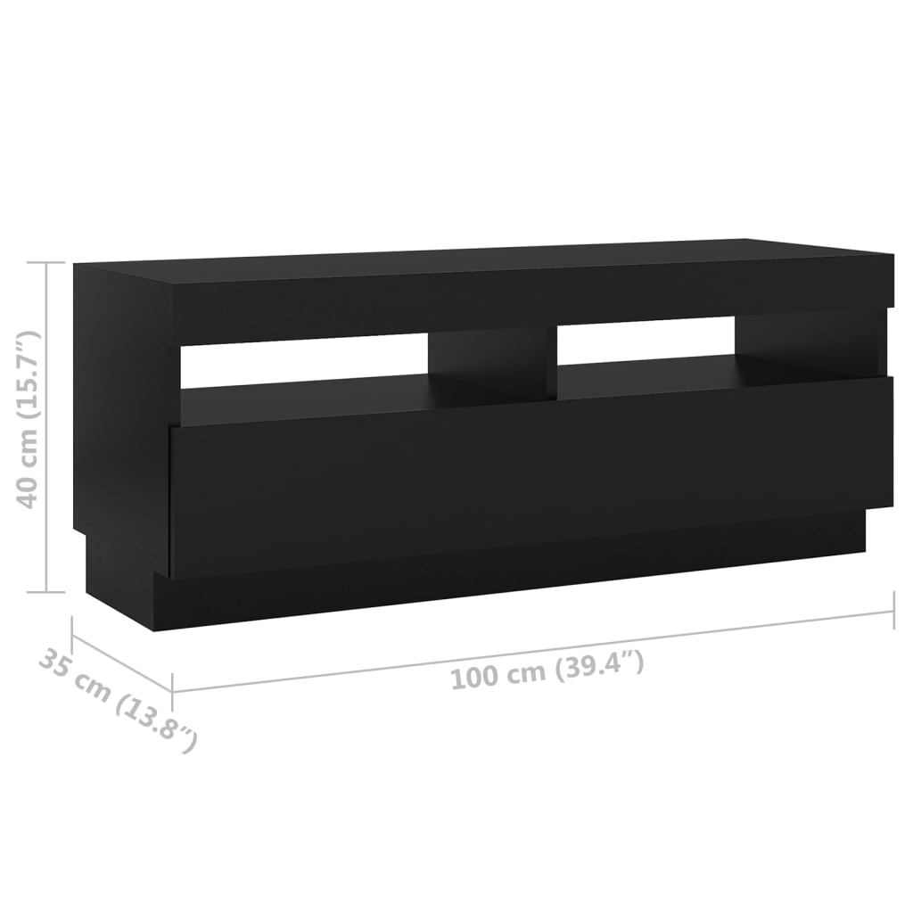 Tv-Benk Med Led-Lys Svart 300X35X40 Cm