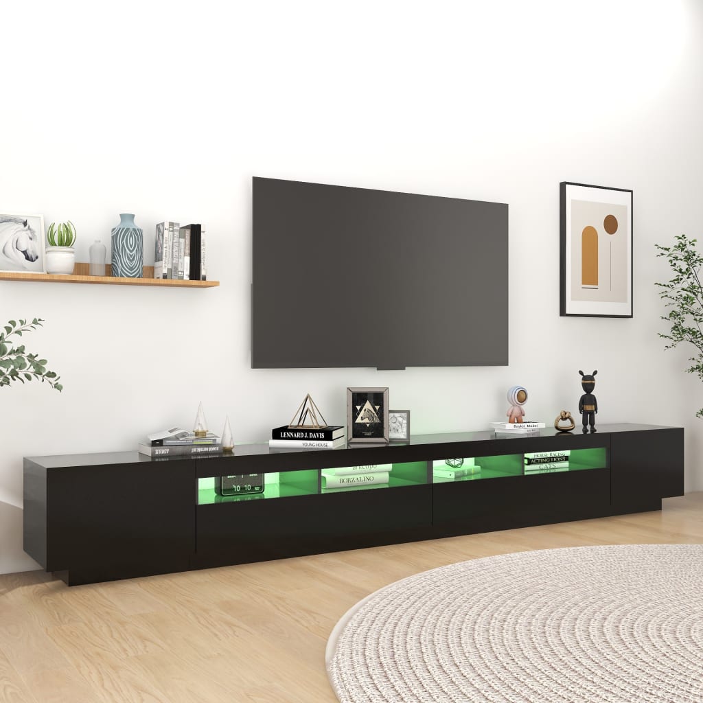 Tv-Benk Med Led-Lys Svart 300X35X40 Cm