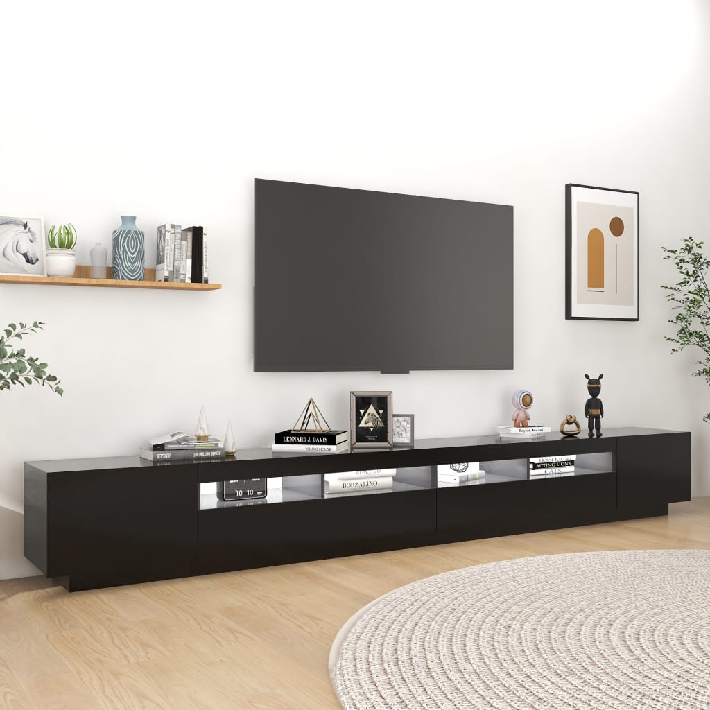 Tv-Benk Med Led-Lys Svart 300X35X40 Cm