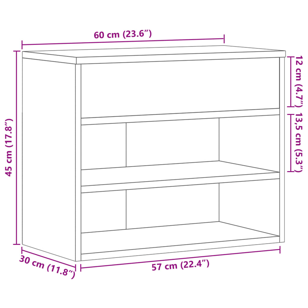 Skobenk Hvit 60X30X45 Cm Konstruert Tre