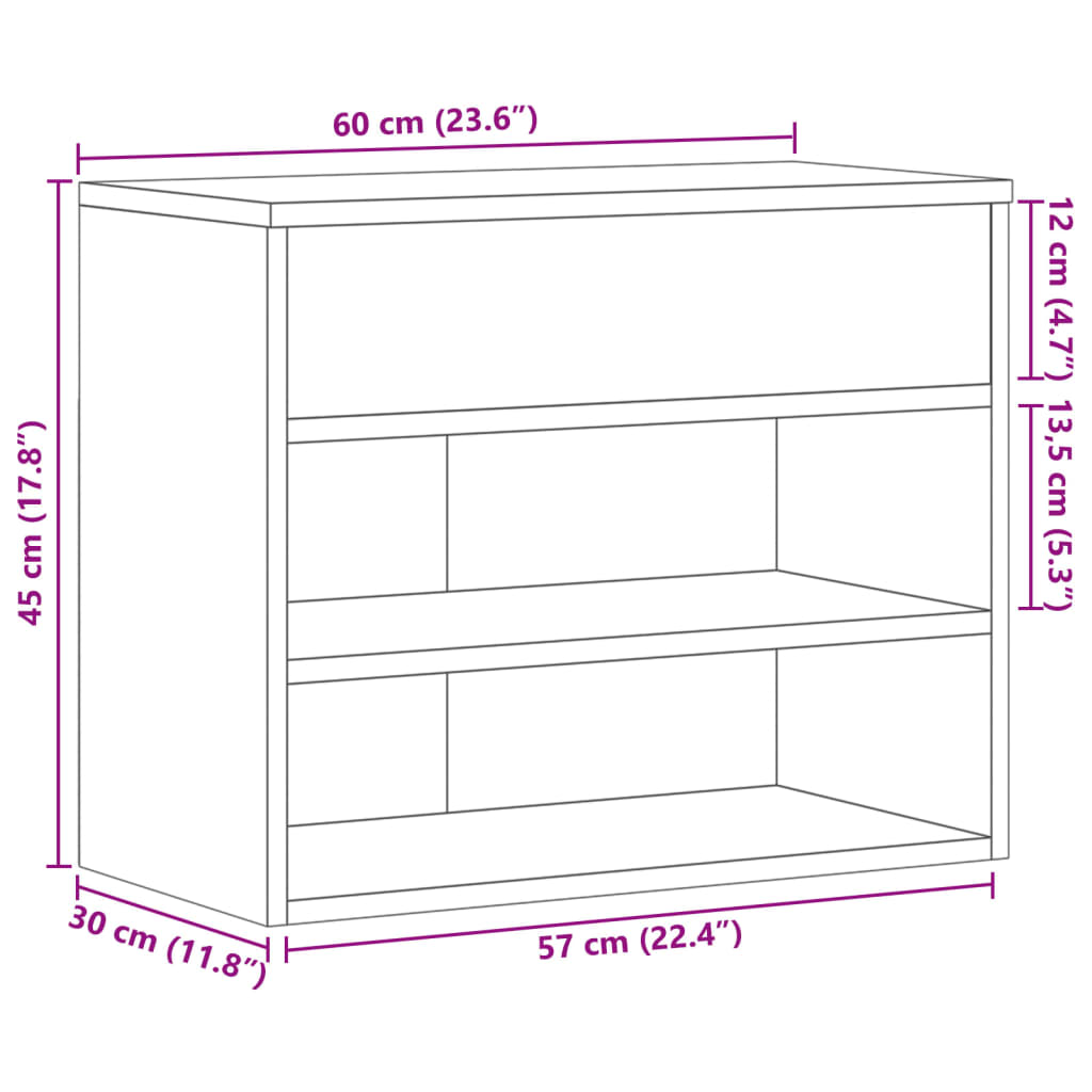 Skobenk Betonggrå 60X30X45 Cm Konstruert Tre