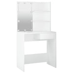 Sminkebord Med Led Hvit 74,5X40X141 Cm